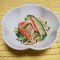 バカリャウ's cooksnap of when they made えのきときゅうりとカニかまのわさびマヨ.