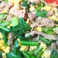ゆんやともも's cooksnap of when they made 焼肉のたれ♪小松菜と豚肉のふんわり卵炒め.