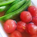 コメコチョコ's cooksnap of when they made プチトマトとスナップエンドウのおひたし.