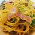 ボーイズ's cooksnap of when they made ベーコンとカボチャの♡ワンポットパスタ.