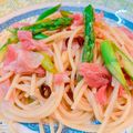ゆりしちゃん's cooksnap of when they made アスパラと生ハムのパスタ.