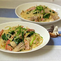 サヤスカマカン's cooksnap of when they made きのことベーコンほうれん草の和風パスタ♪.