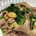 まろぴ～ぬ's cooksnap of when they made 小松菜と豚肉卵炒め.