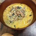 どなこ＊'s cooksnap of when they made 鯖味噌缶坦々うどん.