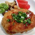白雪にゃんこ's cooksnap of when they made 『鶏つくね風チーズ入りハンバーグ』.