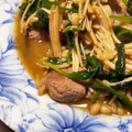 はぴはぴ005's cooksnap of when they made 豚こま肉とほうれん草の炒め物.