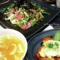かおりかざり's cooksnap of when they made まぐろのお刺身と水菜の山葵マヨサラダ.