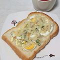 ＊ｃｌｏｖｅｒ＊'s cooksnap of when they made ゆで卵とじゃこねぎのトースト.