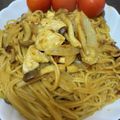 まなみんご太郎's cooksnap of when they made 鶏もも肉♪チキンのクリームカレー煮パスタ.