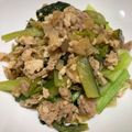 けんよこ's cooksnap of when they made 小松菜と挽肉のピリ辛オイスター炒め.