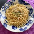 marukaruka's cooksnap of when they made 蟹缶de本格*蟹クリームパスタ.