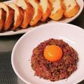 teheran's cooksnap of when they made コンビーフユッケのブルスケッタ.