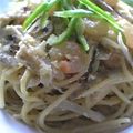 ねぇい's cooksnap of when they made 明太ごぼうスパゲティ.