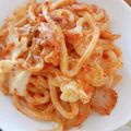 まーく71's cooksnap of when they made 簡単☆豚キムチーズ焼きうどん☆.