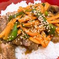 コロコロ乞食☆。's cooksnap of when they made プルコギステーキ丼.