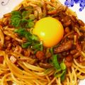 みっこ姉さん's cooksnap of when they made 炒め納豆・ベーコンのにんにくパスタ.