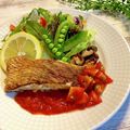gomapon's cooksnap of when they made 皮パリっ！トマトソース添えて鯛のソテー。.