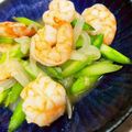 MizuhoBank's cooksnap of when they made えびとアスパラガスのガーリックバター炒め.