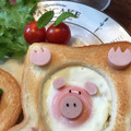 こつゆ514's cooksnap of when they made かわいい♡ブタさんの目玉焼き♡.