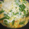 ☆★ケイト★☆'s cooksnap of when they made スナップエンドウと油揚げの卵とじ.
