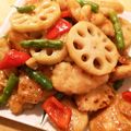 はっＰ's cooksnap of when they made 鶏むね肉とれんこんの甘辛炒め.