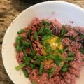 saki1010's cooksnap of when they made 簡単おつまみ　コンビーフユッケ.