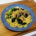 Asato★'s cooksnap of when they made ベーコンと小松菜の和風パスタ♪.