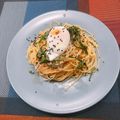 つぶらなシジミ's cooksnap of when they made 温玉のせ☆しらすと大葉の和風パスタ.