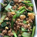 mauzai's cooksnap of when they made 小松菜☆鶏ひき肉☆卵のオイスターソース☆.