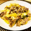 ｙｏｕ５'s cooksnap of when they made すき焼きみたいな牛キャベ卵とじ.