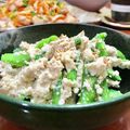 Superlittleboo's cooksnap of when they made スナップえんどうの白和え.
