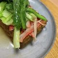 ayayahoney's cooksnap of when they made めんつゆ味の厚揚げにカニカマと小松菜のせ.