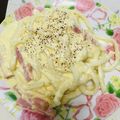 エミリオコビ's cooksnap of when they made 簡単ランチ♪全卵でうどんカルボナーラ.