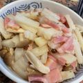 まーちゃんとみーくん's cooksnap of when they made 長芋としめじのベーコン炒め.