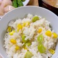 kkyunn☆'s cooksnap of when they made カラフル☆枝豆とコーンの炊き込みご飯.