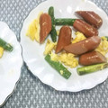 ☆yopipi's cooksnap of when they made アスパラとウインナーと卵の炒め物.