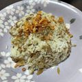 氷藍☆ひらん's cooksnap of when they made ［簡単ごぼう挽肉 ガーリックピラフ風］.