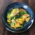 モコ２モコ太's cooksnap of when they made 時短簡単小松菜と竹輪とふわふわ卵の炒め物.
