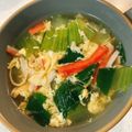 ♡♡紫♡♡'s cooksnap of when they made チンゲン菜とカニカマの中華スープ.