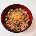 OrulerO's cooksnap of when they made ひき肉とニラ丼.