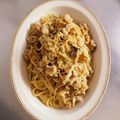 プチシュ's cooksnap of when they made 麺つゆ梅マヨパスタ.