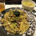 misattei's cooksnap of when they made ネギと豚肉の和風パスタ.