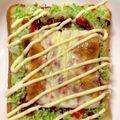 クックY17585☆'s cooksnap of when they made 簡単☆キャベツだけで☆お好み焼きトースト.