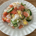 もふもふ侍's cooksnap of when they made 塩鮭ときゅうりと炒り卵のサッパリ混ぜご飯.