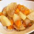 Saka_Shin's cooksnap of when they made 全てレンジ食べ切り量味染み大根人参の煮物.