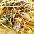 ★amelily★'s cooksnap of when they made ほうれん草ベーコンきのこクリームパスタ.