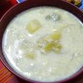 虹透夜's cooksnap of when they made 新玉　新じゃが　そらまめの豆乳スープ.