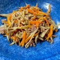 マロンクッキング♪'s cooksnap of when they made 栄養満点！豚肉入りきんぴらごぼう丼.