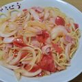 ねこのおかあさん☆'s cooksnap of when they made 春♡トマトと新タマとベーコンのパスタ！.
