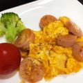なーなちゃん's cooksnap of when they made 甘辛醤油味で♪　お魚ソーセージの卵炒め♡.
